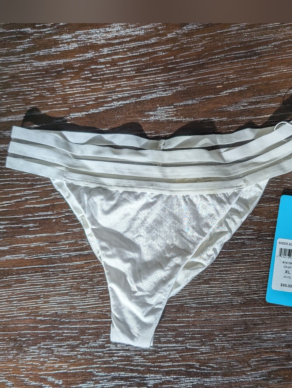 Beach Bunny Cheeky Ruched Skimpy Bikini Bottom White XL NWT Sheer Addiction - Picture 4 of 4